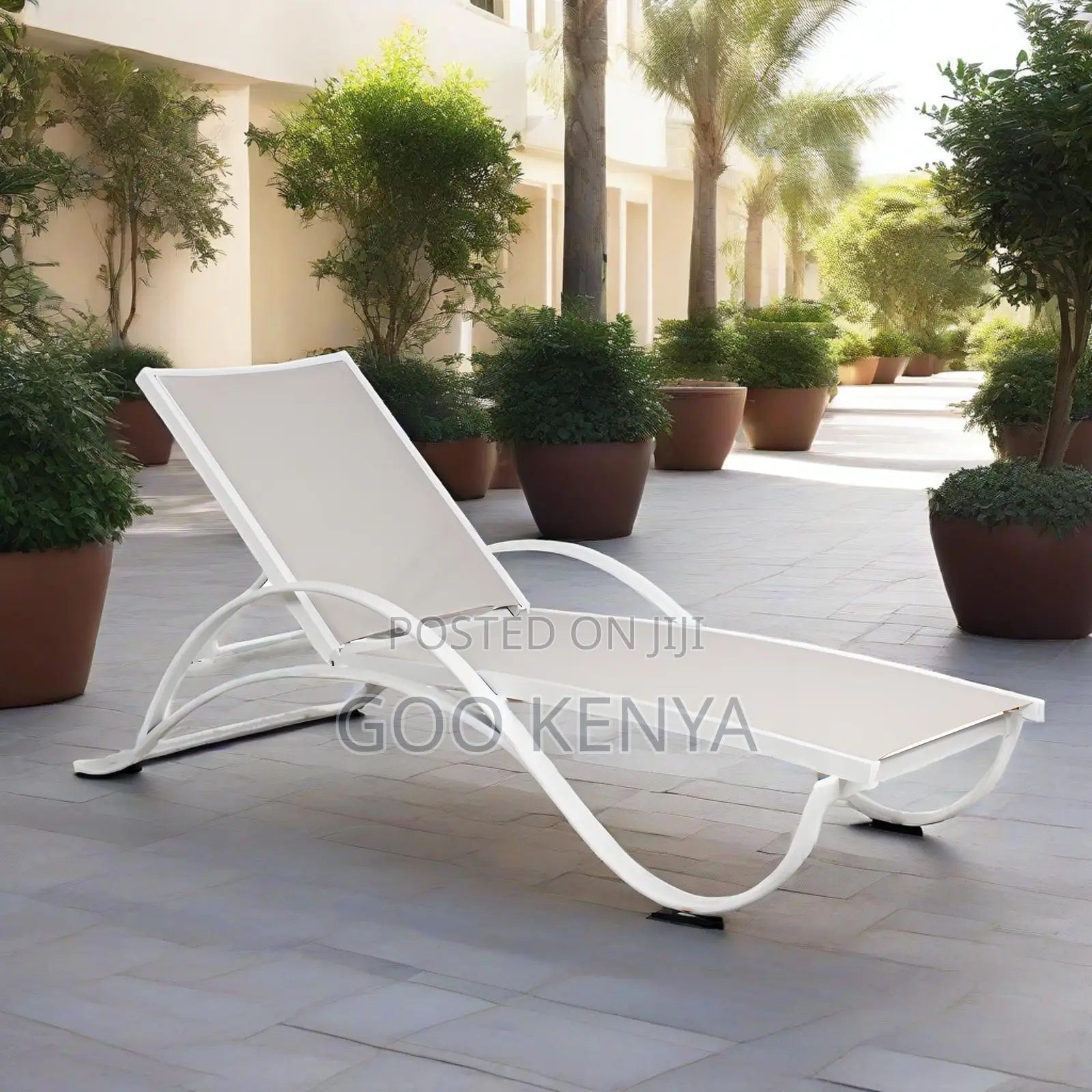 Outdoor Lounger Chair; Outdoor Waterproof Fabric Sunbed Metal Frame