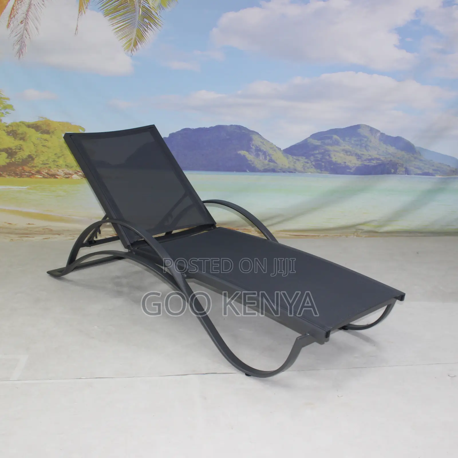 Outdoor Lounger Chair; Outdoor Waterproof Fabric Sunbed Metal Frame