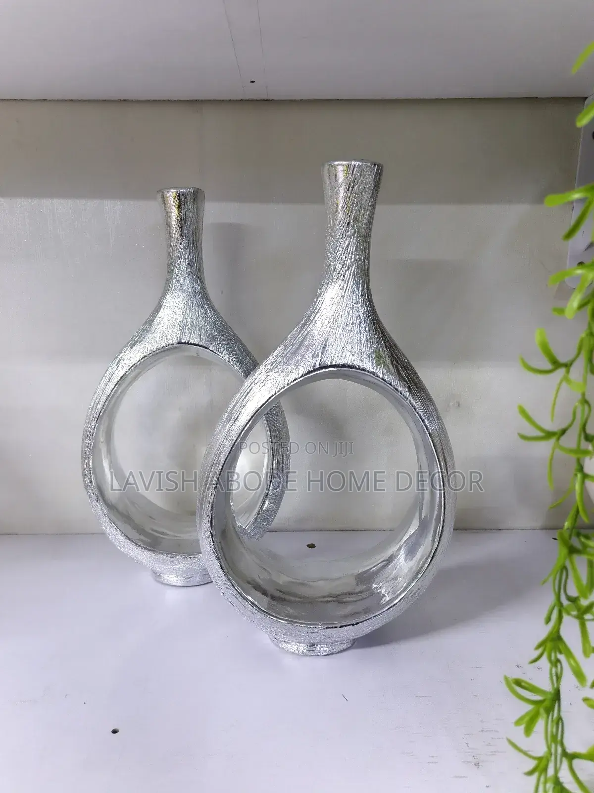Decorative Ceramic Silver Hollow Flower Vase