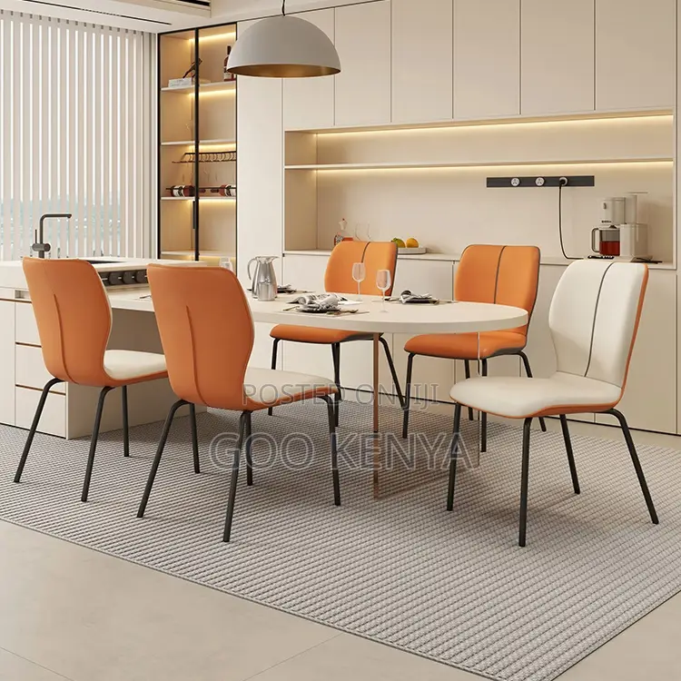 Home Dining Chair; Elegant Armless Leather Chair for Dining Table