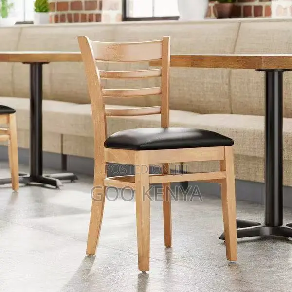 Home Chair; Wood Made Armless Leather Padded Home Chair