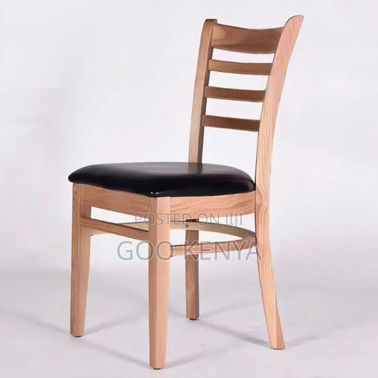 Home Chair; Wood Made Armless Leather Padded Home Chair