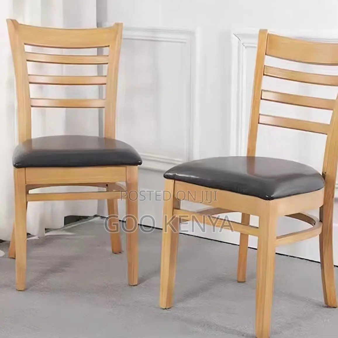 Home Chair; Wood Made Armless Leather Padded Home Chair
