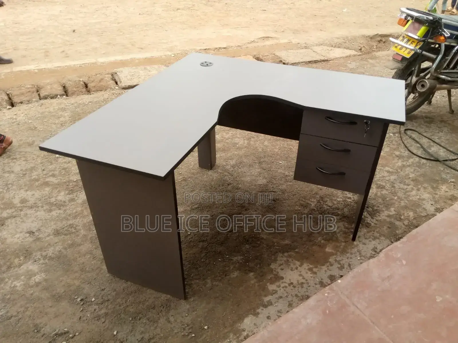 Grey L-Shape Office Desk