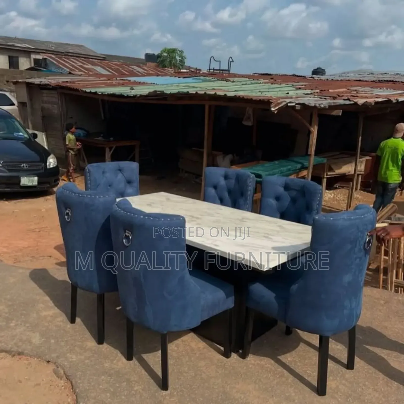 Blue,6 Seater Unique Dining Set