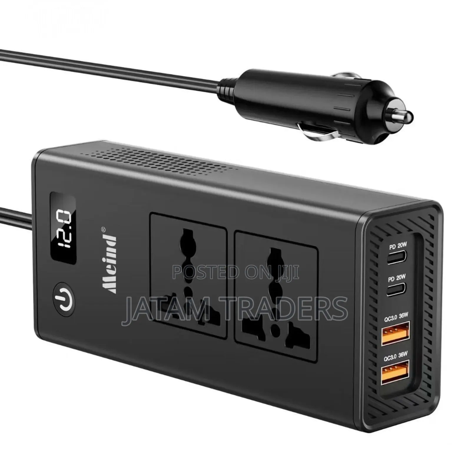 Car Inverter With 2 Type C and Usb Ports, 200 Watts