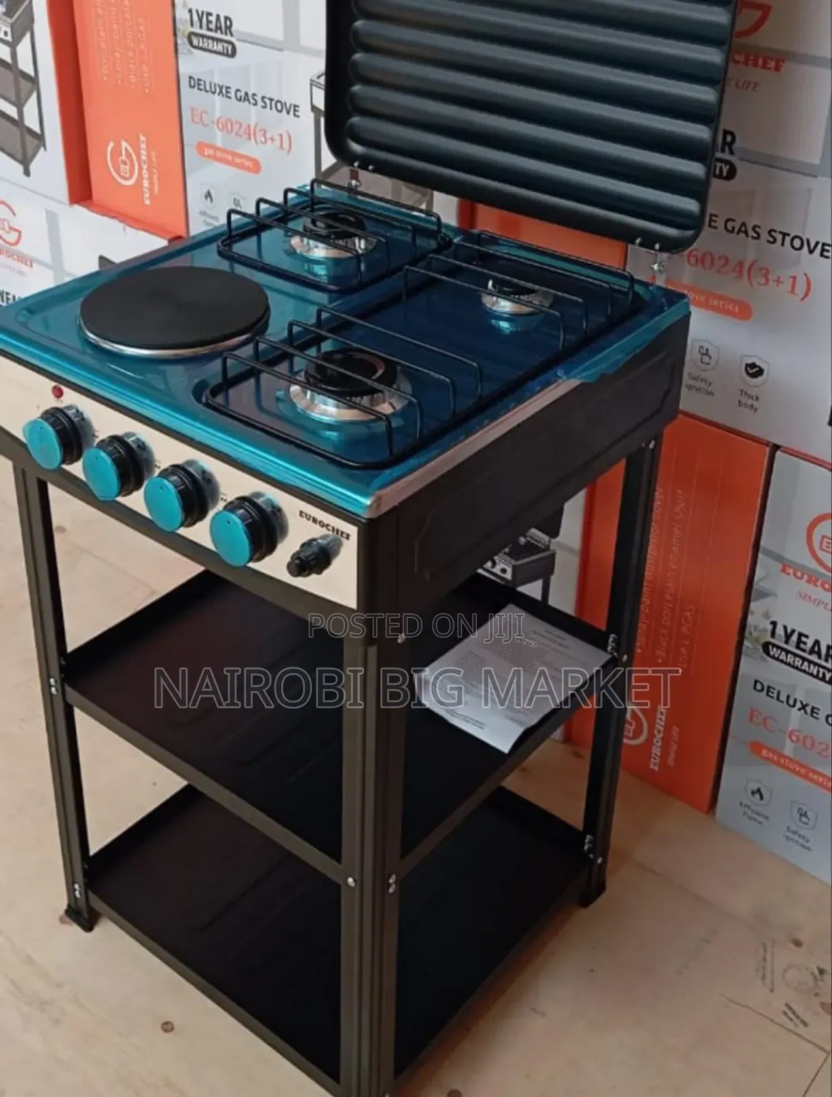 3+1 Gas Cooker With Shelves Eurochef