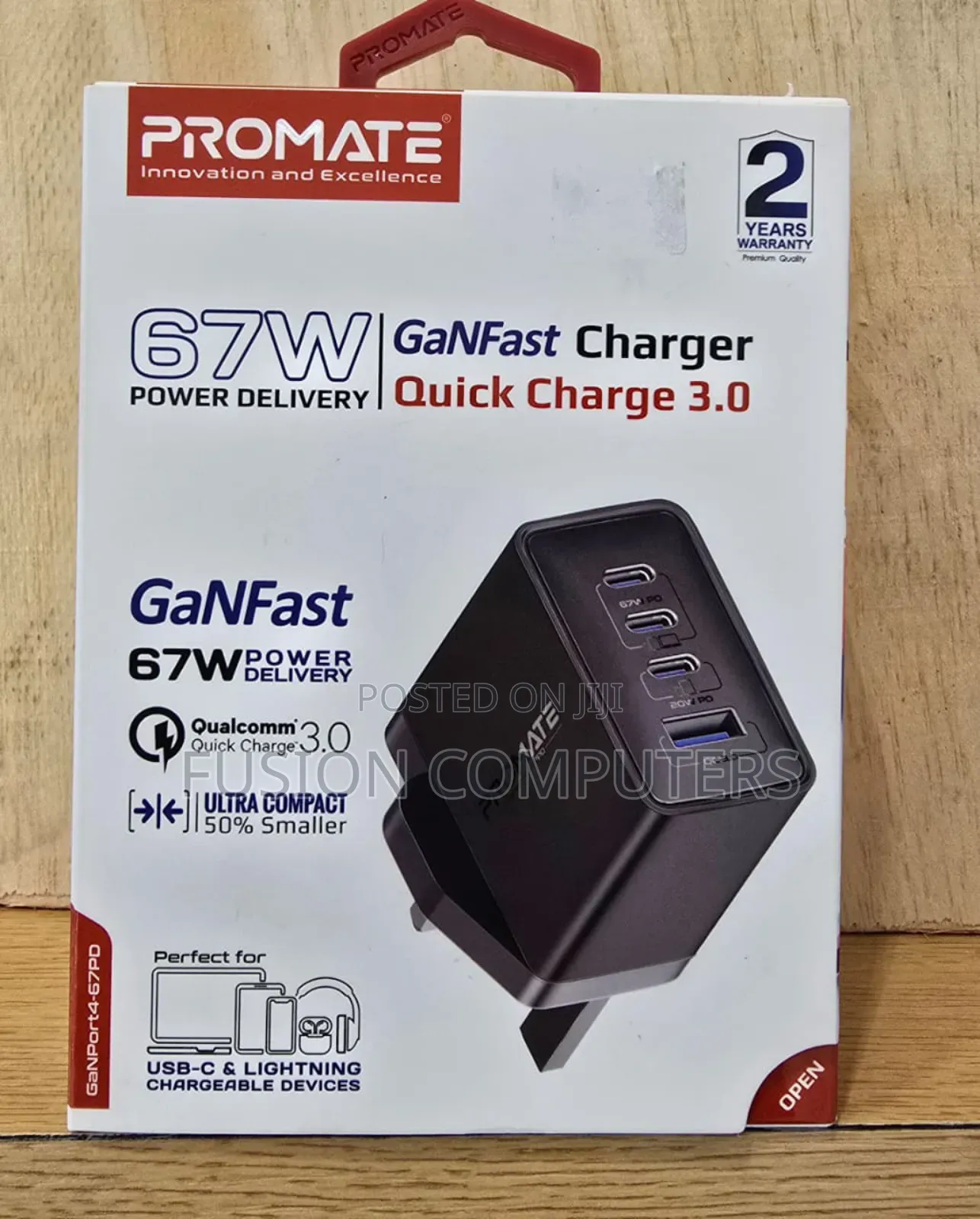 Promate 67w Super-Speed Usb-C Ganfast Charger