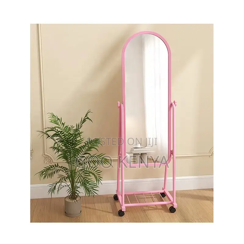 Home Mirror; Portable Pink Full-Length Mirror With Rolling Wheels