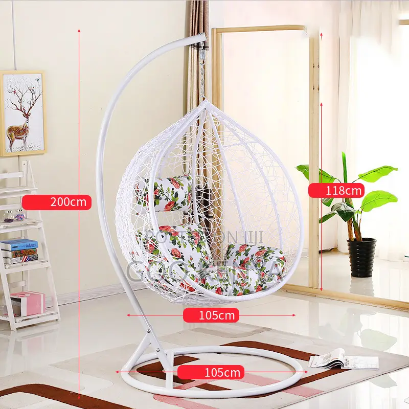 Outdoor Chair; Hanging Basket Rattan Chair With Cushion