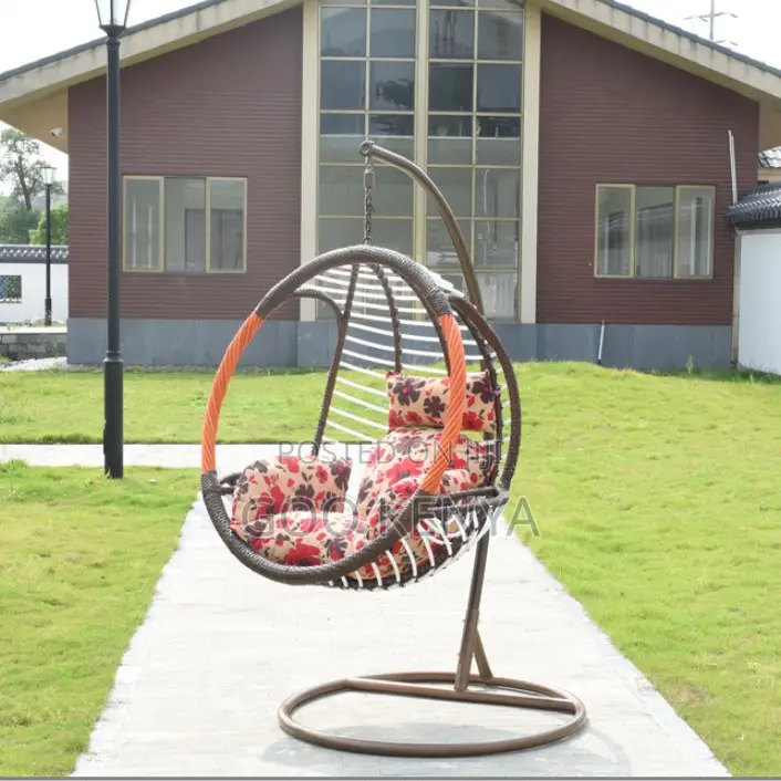 Outdoor Chair; Hanging Basket Rattan Chair With Cushion