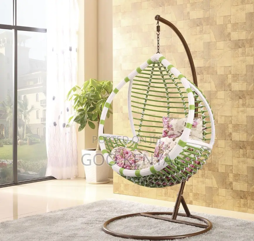 Outdoor Chair; Hanging Basket Rattan Chair With Cushion