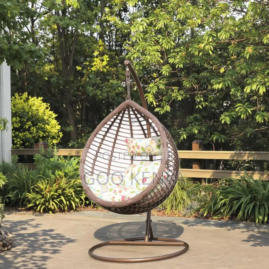 Outdoor Chair; Hanging Basket Rattan Chair With Cushion
