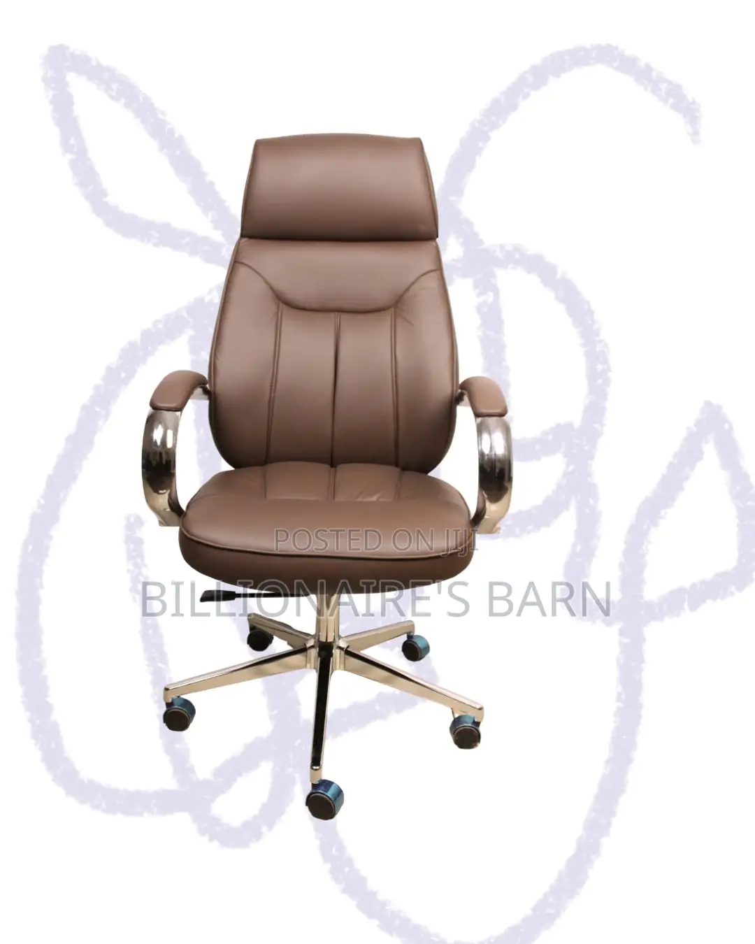 Durable Brown Executive Leather Office Chair | Adjustable Height