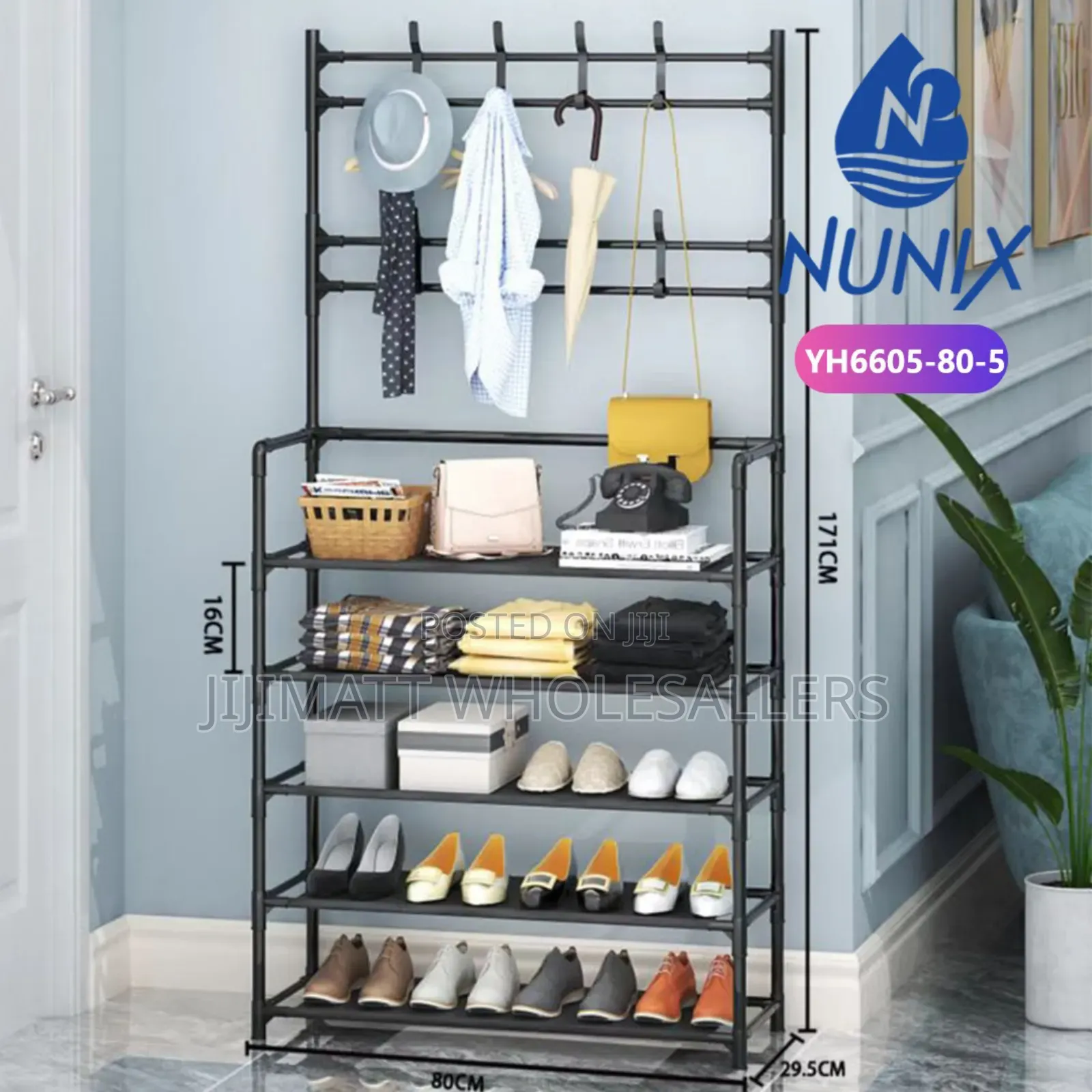 Nunix All-in-1 Shoe Rack/Coat Rack/Cap Scarf Bag Cloths Hanger
