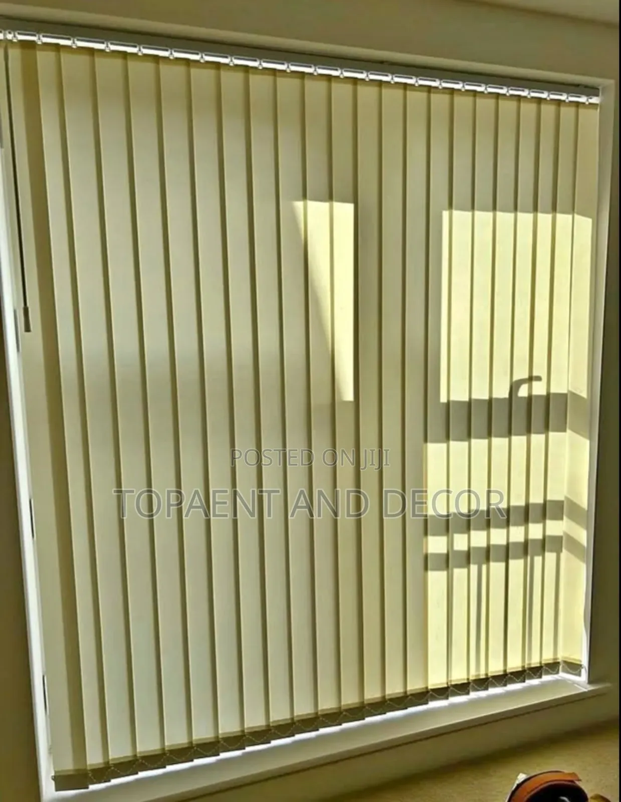 Elegant Beige Fabric Vertical Window Blinds