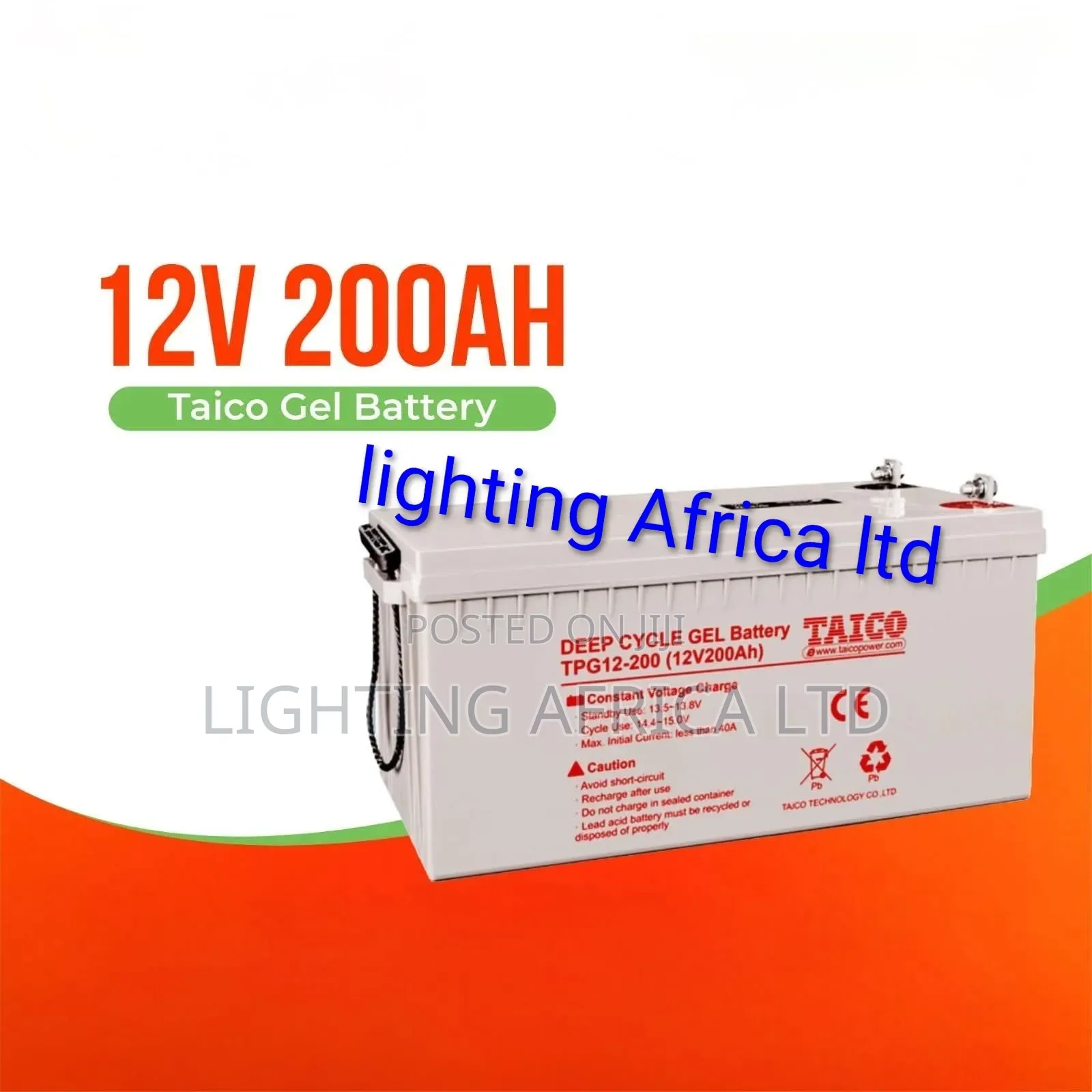 200ah -12v Taico Heavy Duty Gel Battery