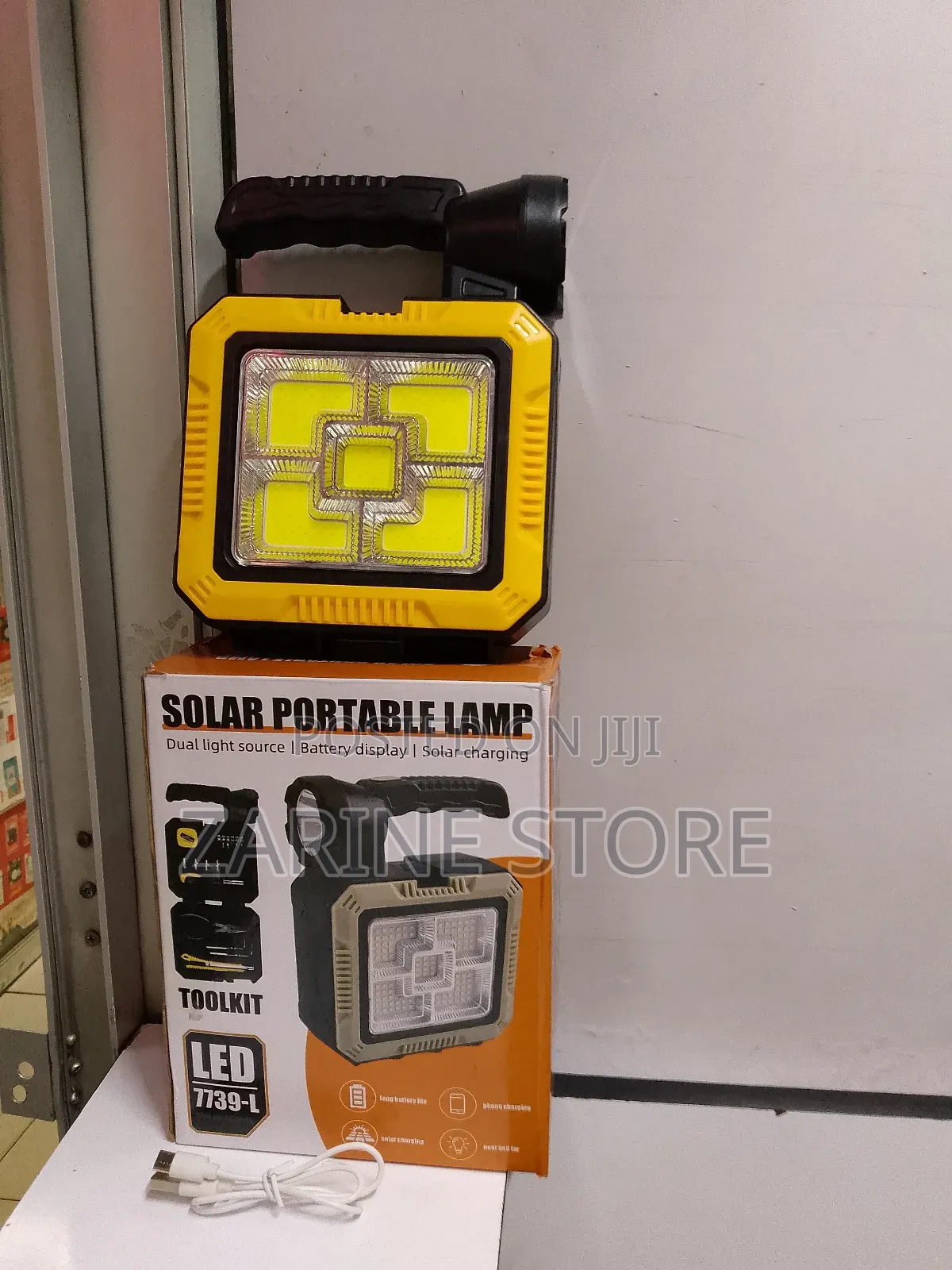 Cob Solar Portable Lamp With Battery Display Power Can Phone Charge
