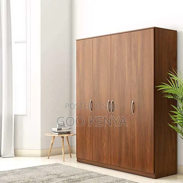 Home Wardrobe; 4-Door Wooden Lockable Home Clothes Organizer