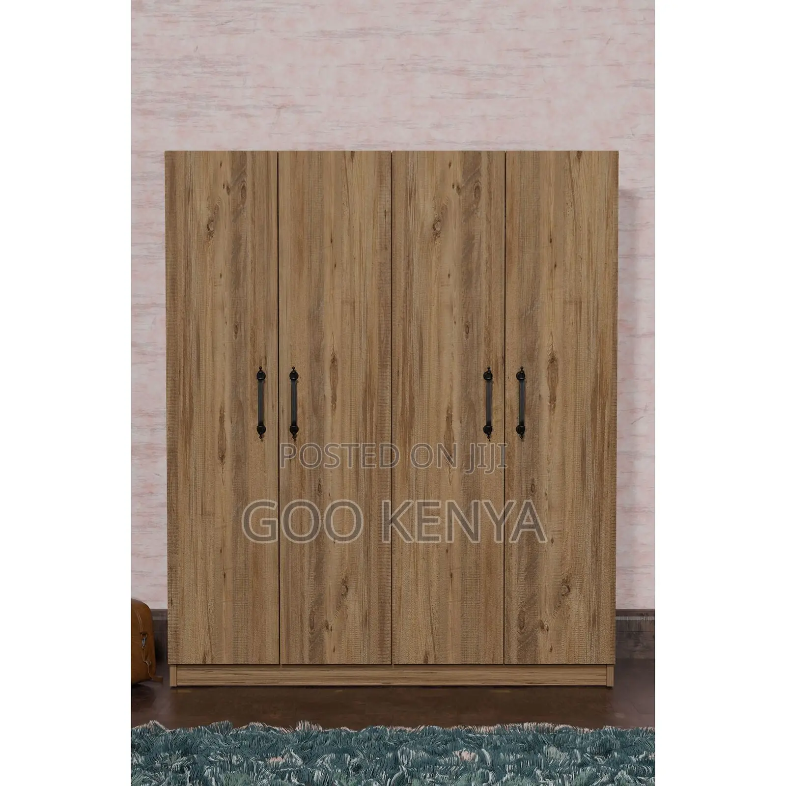 Home Wardrobe; 4-Door Wooden Lockable Home Clothes Organizer