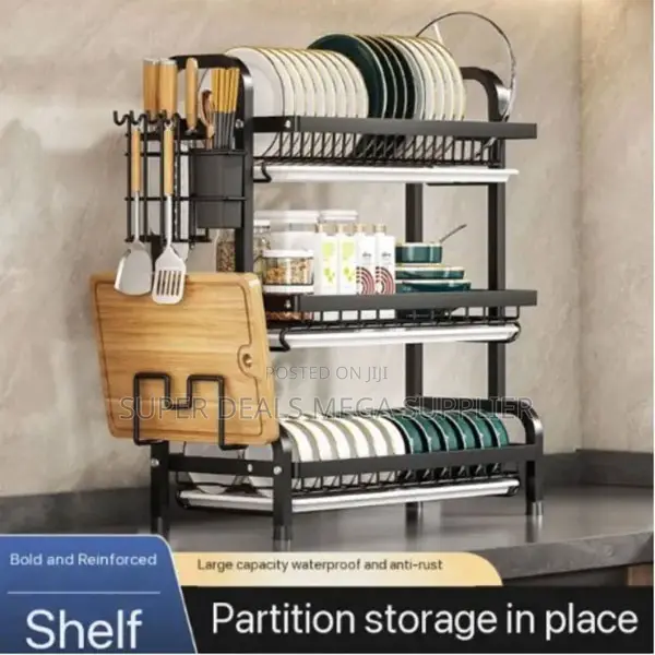 Heavy Duty Stainless Steel Dish Rack 3- Layer Space-Saver
