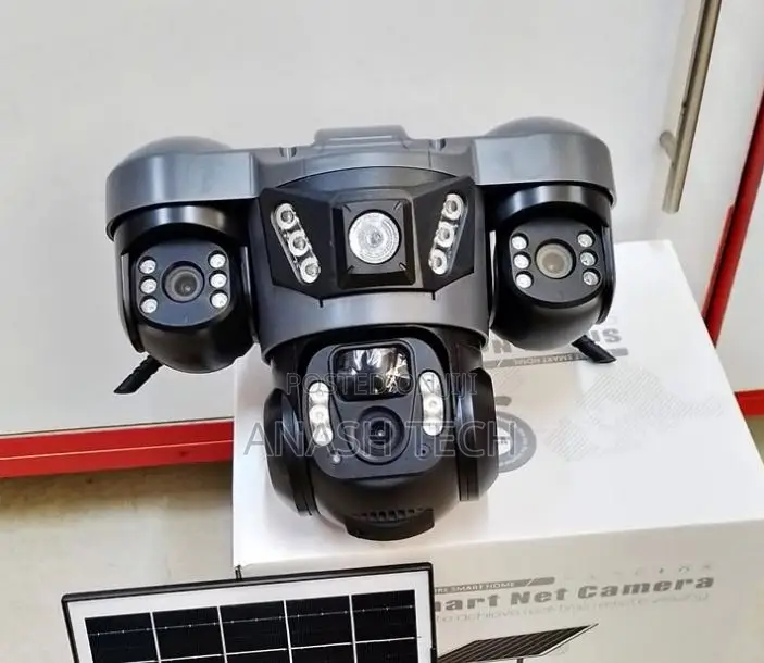 V380pro Triple Lens Solar Powered 4g Lte Security Camera
