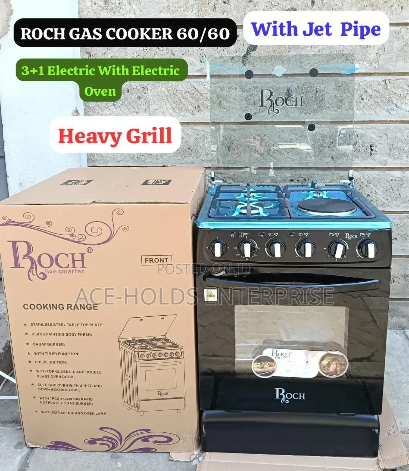 Roch Gas Cooker 60/60 Cm Electric Oven