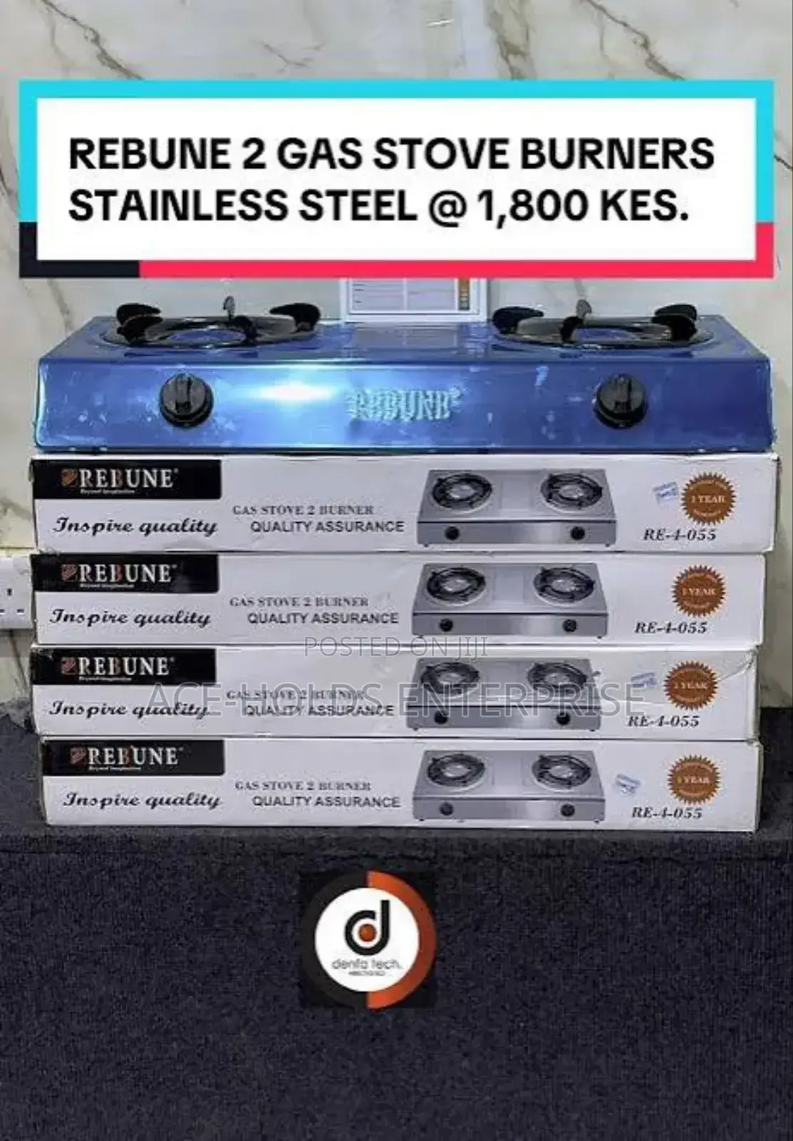 Rebune Table Top 2 Gas Stainless Burner
