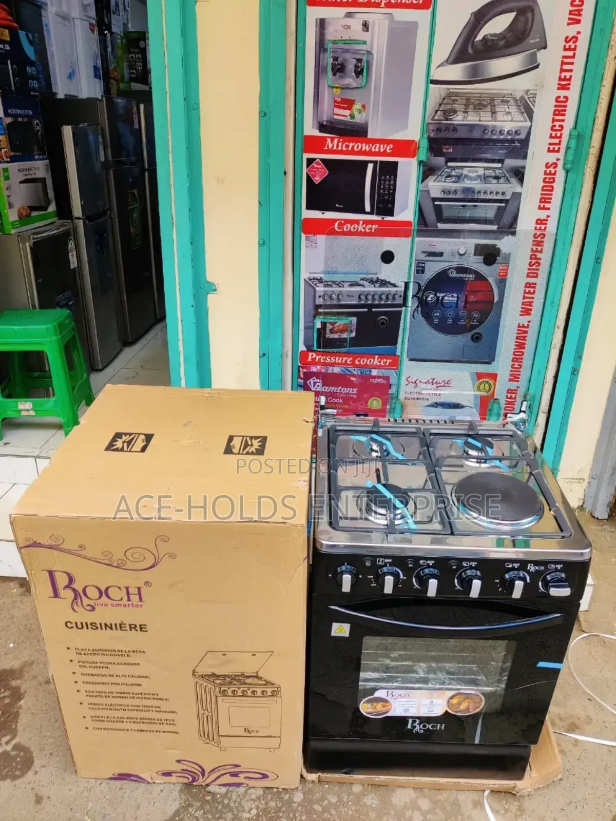 *Roch Standing Cooker 50cmx55cm, 3gas+1electric, Electric Oven, Jet