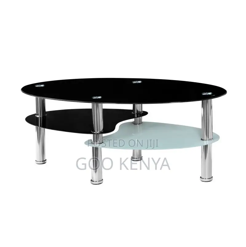 Home Table; Glass Top Oval Coffee Table for Home Décor