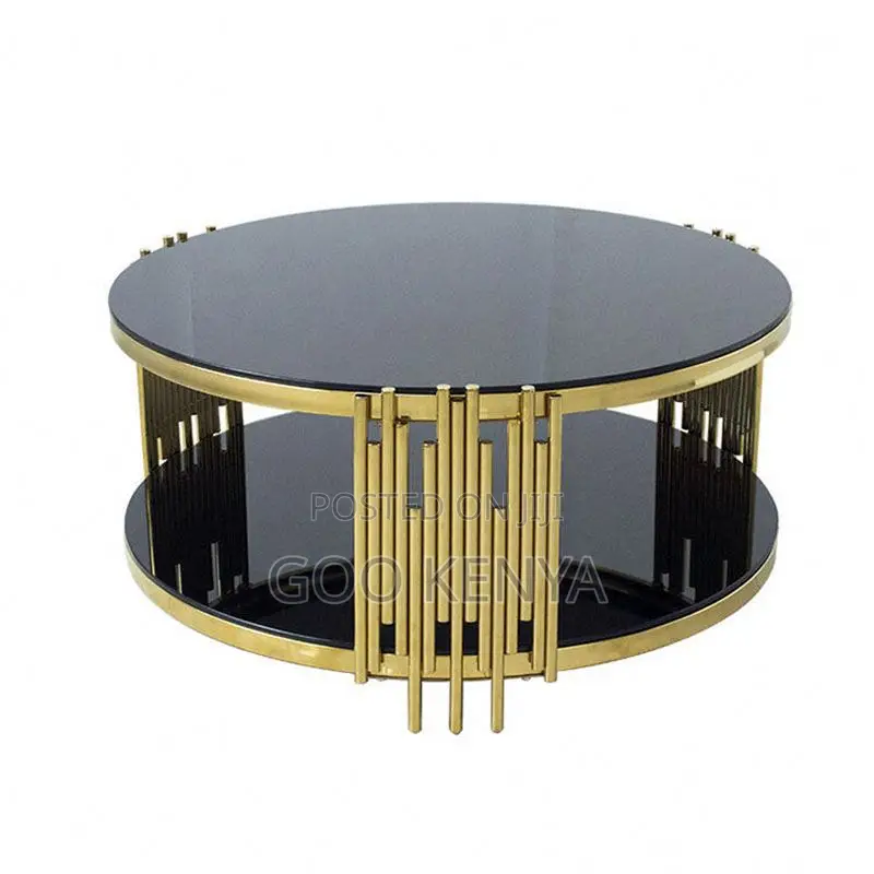 Home Table; Gold Frame Glass Center Table for Living Room