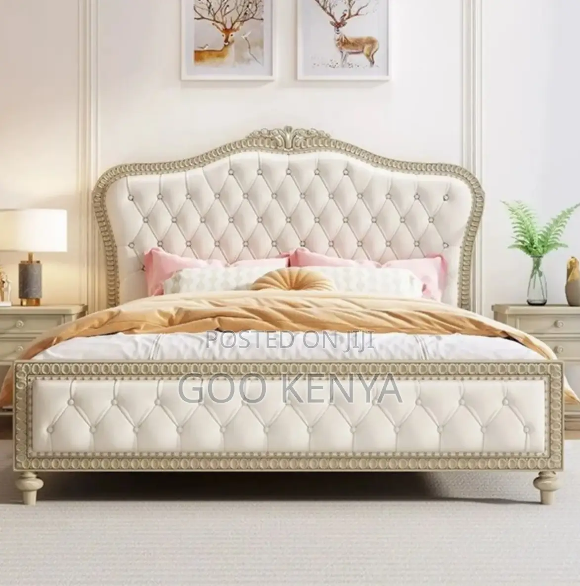 Home Bed; Premium Leather Upholstered Wooden King Bed