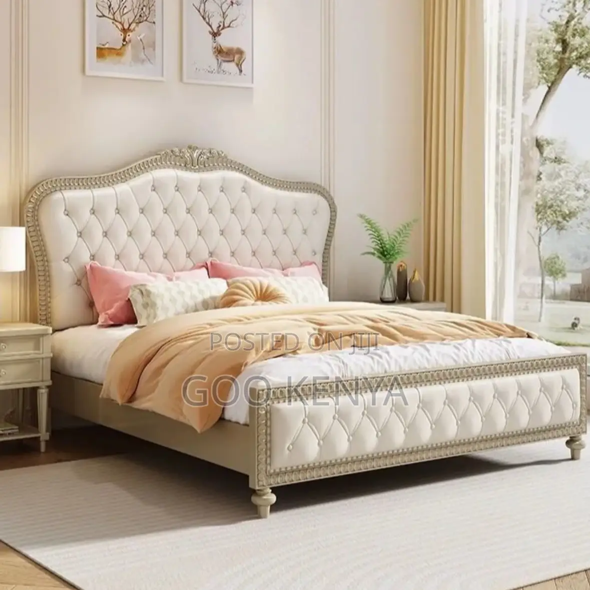 Home Bed; Premium Leather Upholstered Wooden King Bed