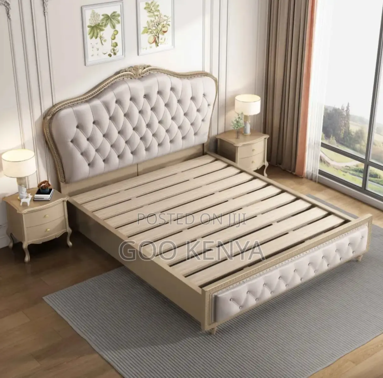 Home Bed; Premium Leather Upholstered Wooden King Bed