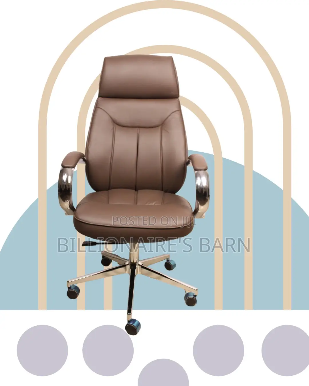 Brown Executive Leather Office Chair | Comfy Padded Armrests