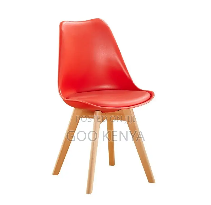 Outdoor Chair; Wood-Leg Plastic Upholstered Chair for Garden or Patio