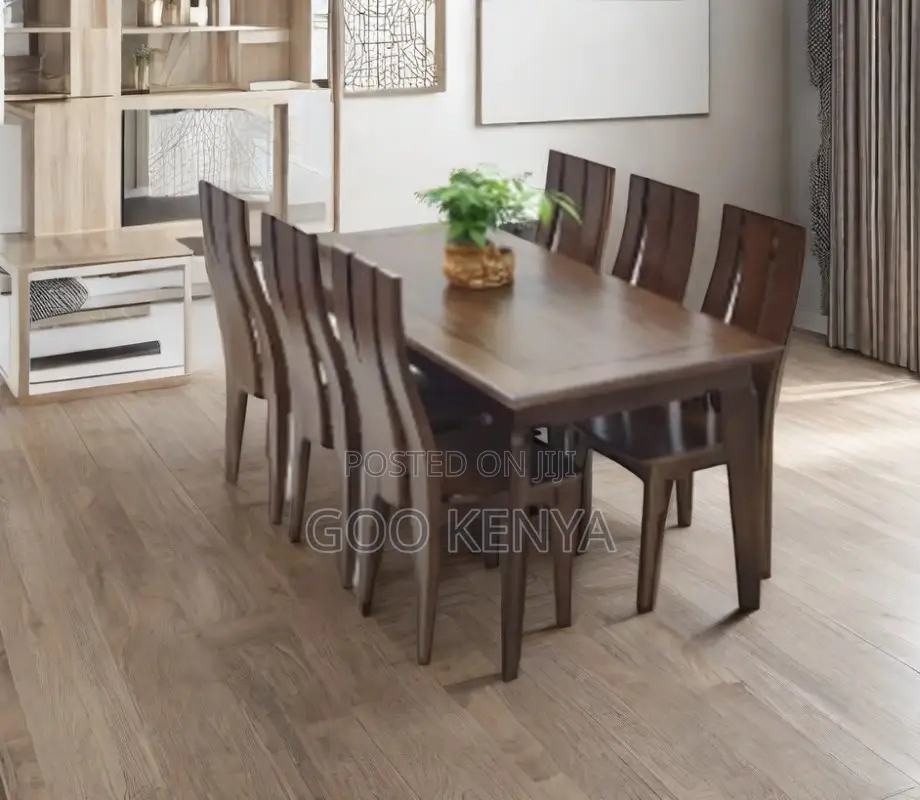 Home Dining Set; 6-Chair Dining Table Modern Mahogany Wood Furniture