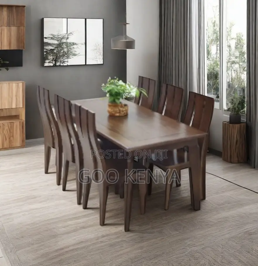 Home Dining Set; 6-Chair Dining Table Modern Mahogany Wood Furniture