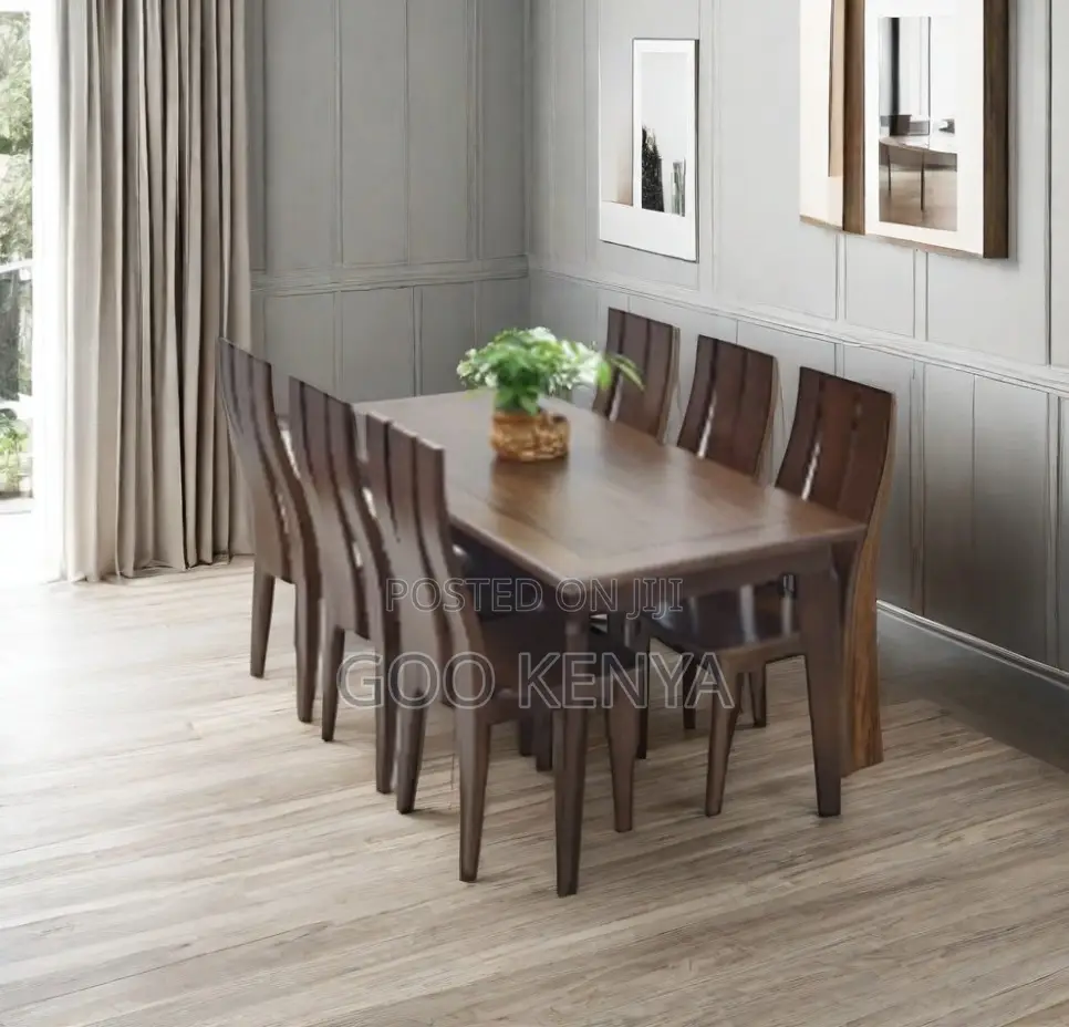 Home Dining Set; 6-Chair Dining Table Modern Mahogany Wood Furniture