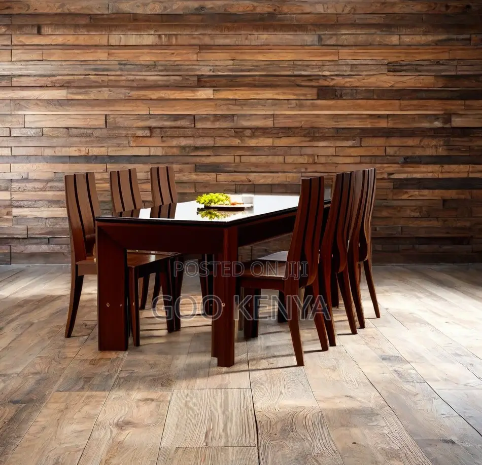 Home Dining Set; 6-Chair Dining Table Modern Mahogany Wood Furniture