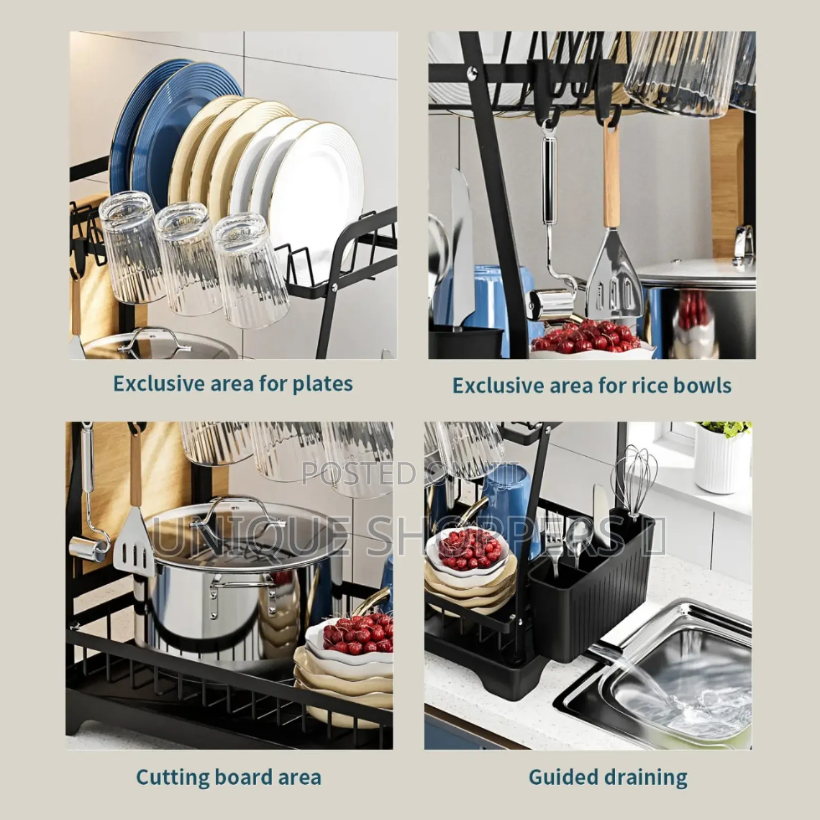 High Quality 2tier Dish Rack With Cutlery Holder and Glass Holder