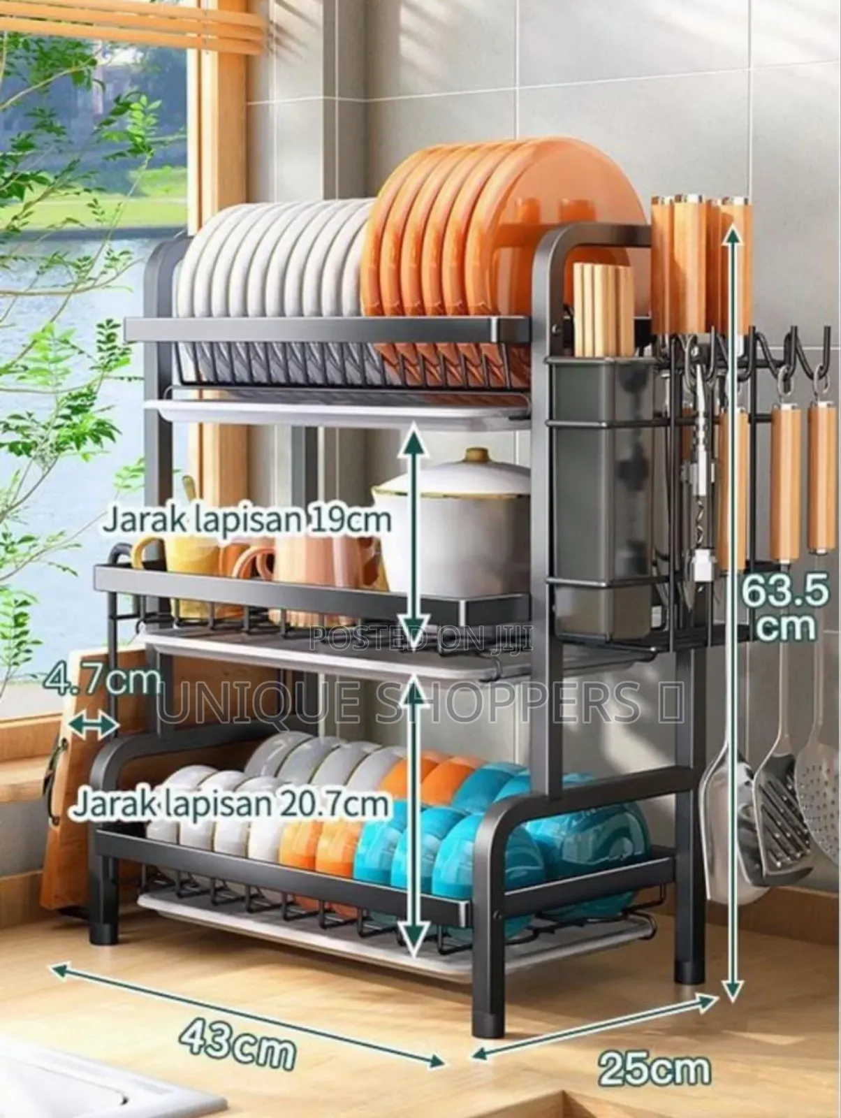 High Quality Heavy Duty 3 Tier Dish Rack With Cutlery Holder*