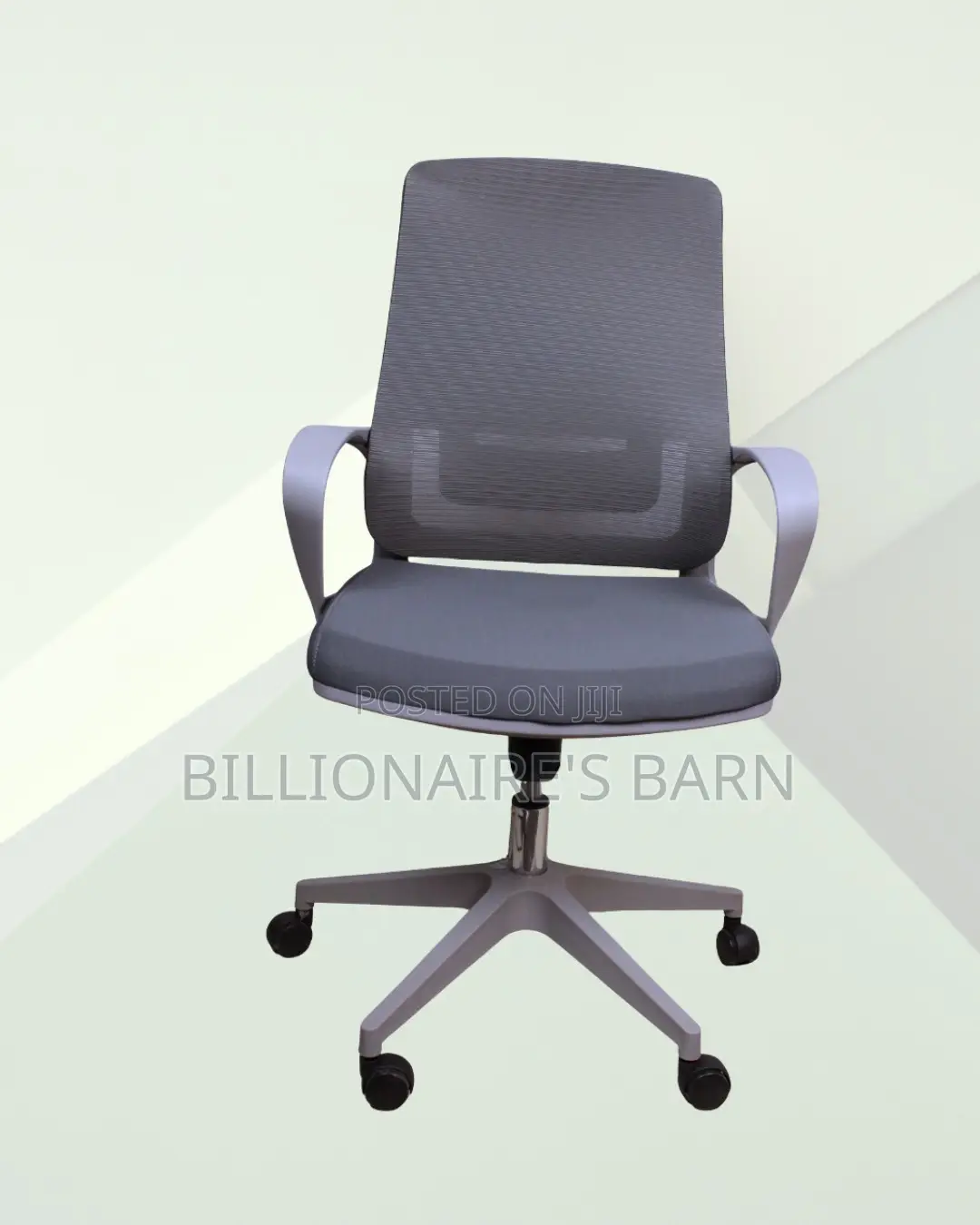 Sleek Grey Ergonomic Mesh Office Chair — Smooth-Rolling Mobility