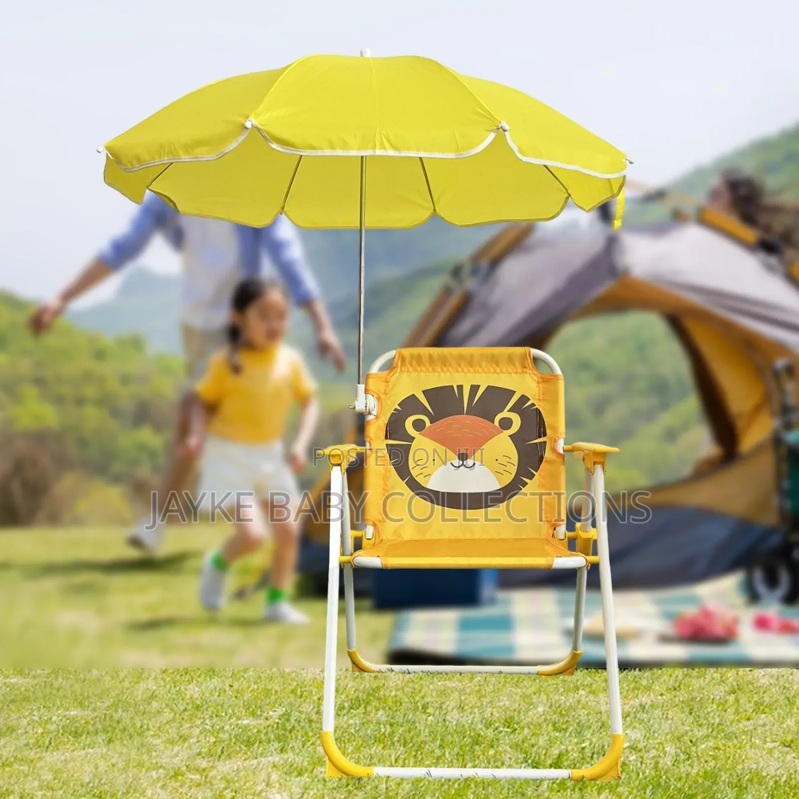 Kids Folding Camping Chair With Umbrella – Portable Uv Safe