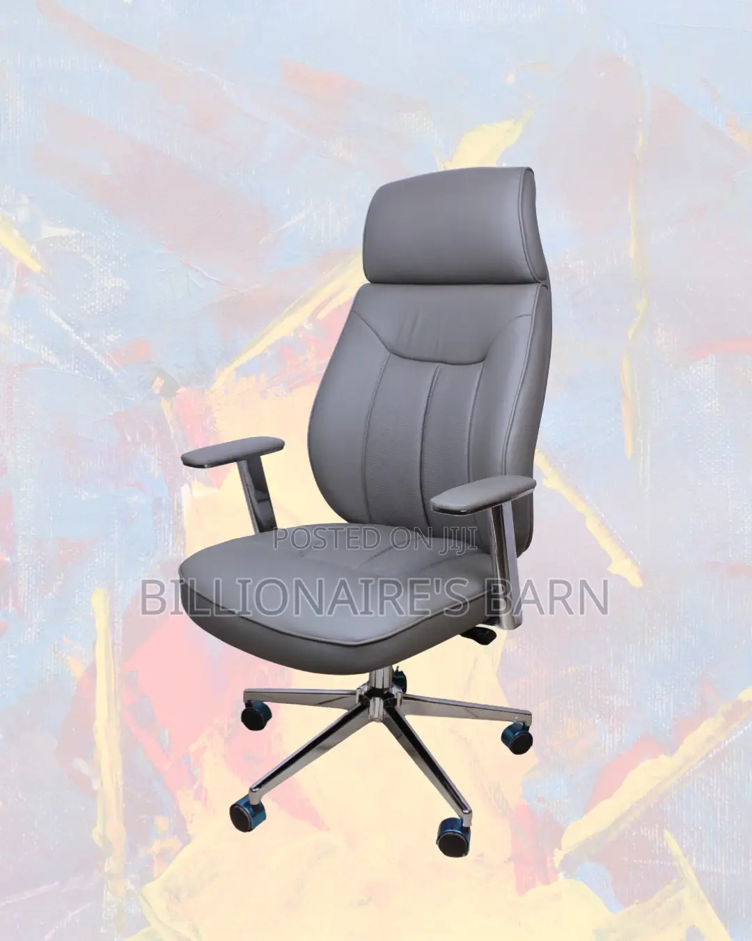 Grey Executive Leather Office Chair (High-back) — Moving Fast