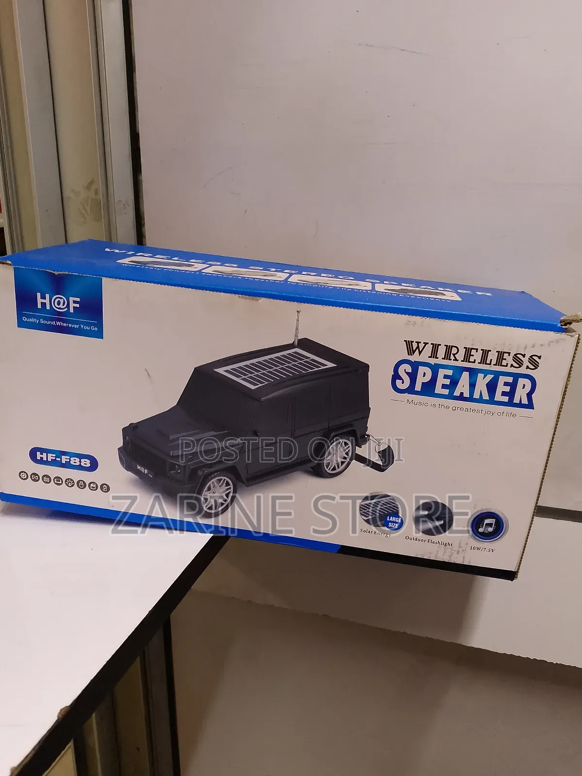 Portable Wireless Speaker Rechargeable With Solar/ Ac Has Fm Radio