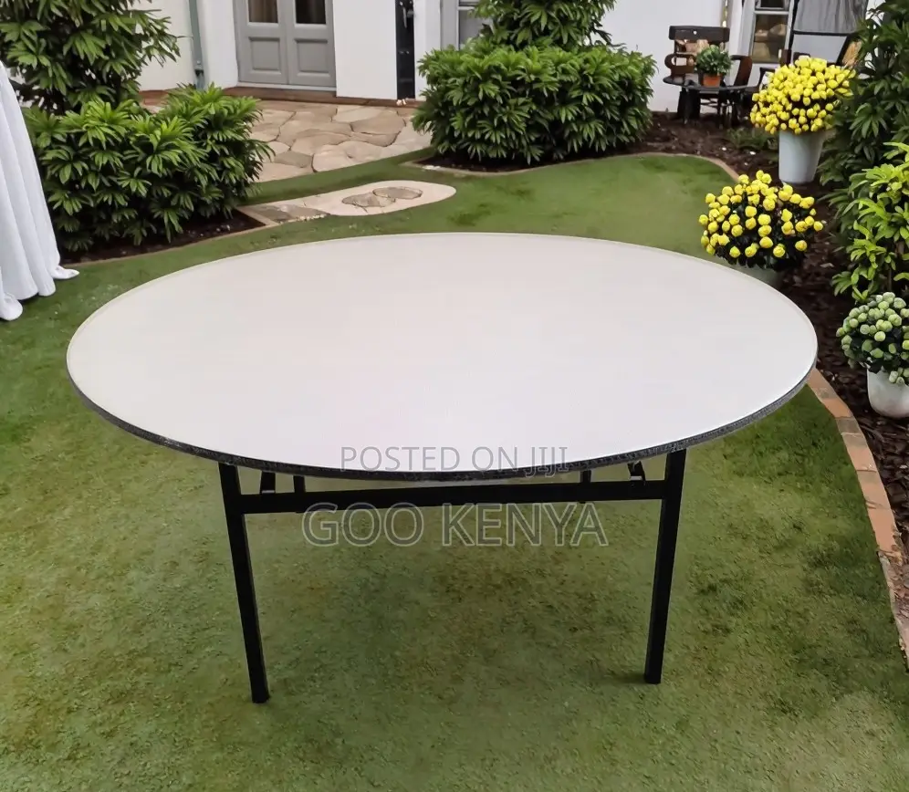 Home Table; 1.5m Round MDF Folding Table for Events and Garden