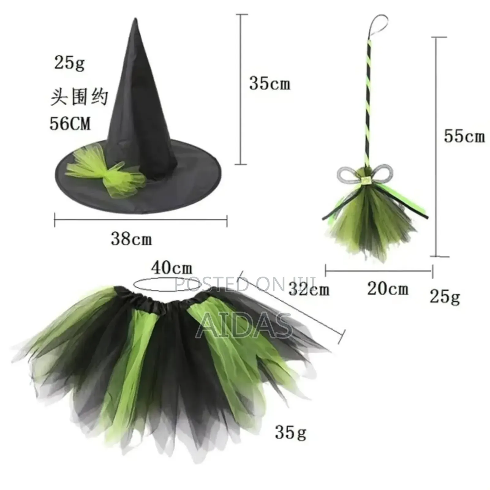Kids Witch Costume Set for Girls – Halloween Dress, Hat Magic Wand