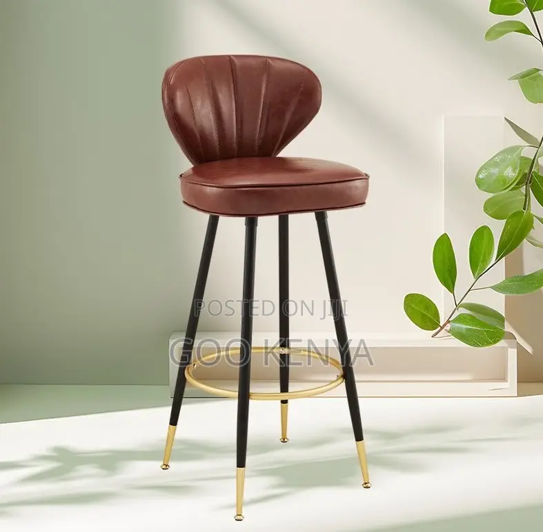 Home Bar Stool; Leather Rotating Bar Chair With Waterfall Edge Seat