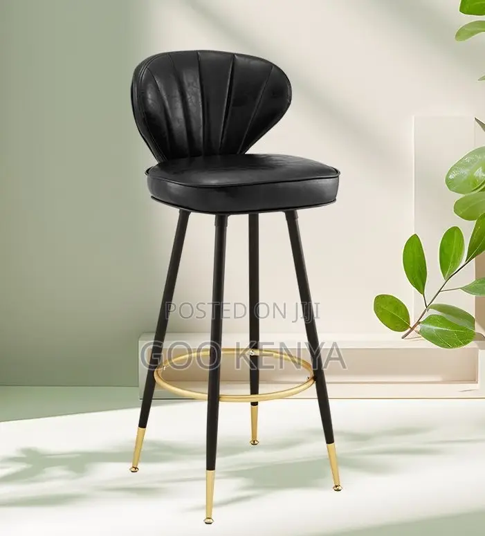 Home Bar Stool; Leather Rotating Bar Chair With Waterfall Edge Seat